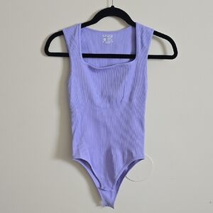 Elegant Lilac Ribbed Bodysuit